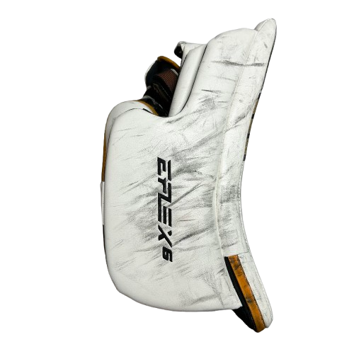 CCM Extreme Flex 6 - Bloqueur de gardien de but professionnel d'occasion (blanc/vert/jaune)